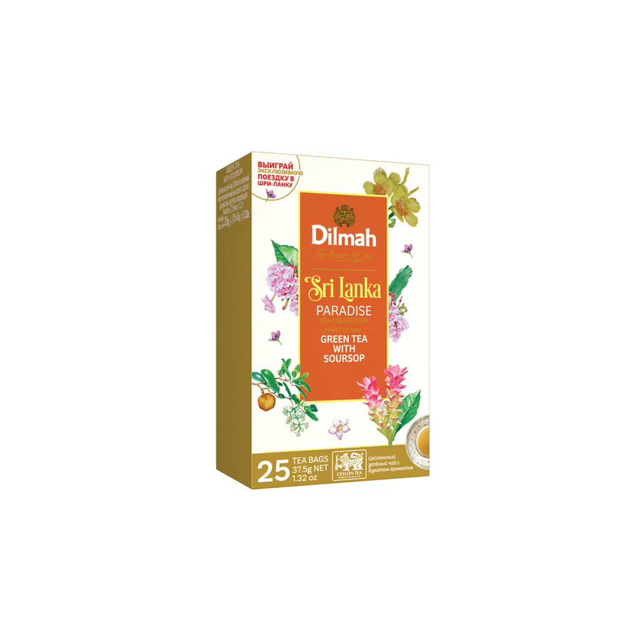 Dilmah Paradise Ceylon Green Tea with Soursop – 25 Tea Bags